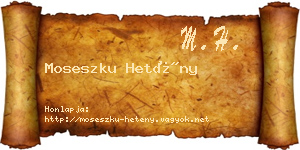 Moseszku Hetény névjegykártya